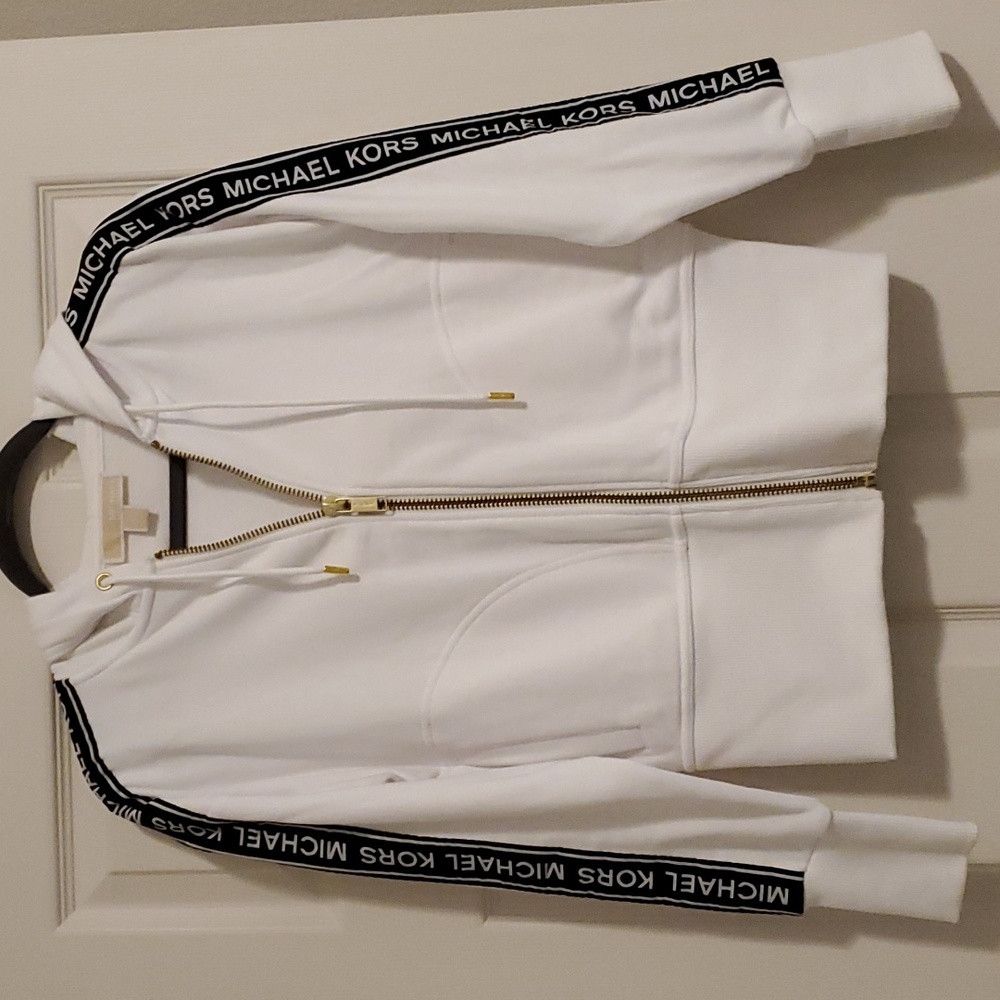 NWOT Michael Kors White Zip Up Hoodie